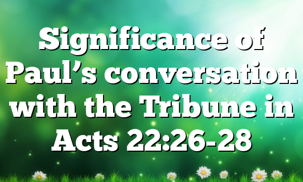 Significance of Paul’s conversation with the Tribune in Acts 22:26-28