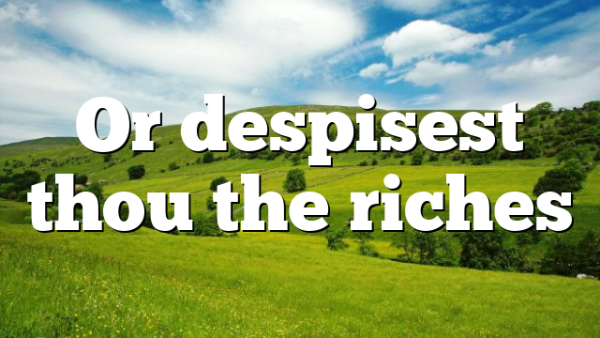 Or despisest thou the riches