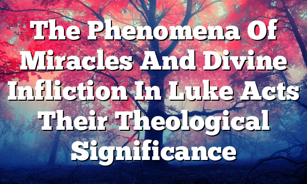 The Phenomena Of Miracles And Divine Infliction In Luke Acts  Their Theological Significance
