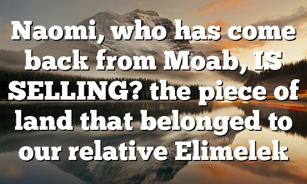 Naomi, who has come back from Moab, IS SELLING? the piece of land that belonged to our relative Elimelek