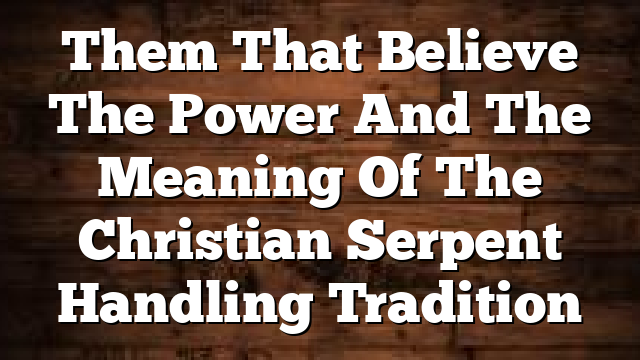 Them That Believe  The Power And The Meaning Of The Christian Serpent Handling Tradition