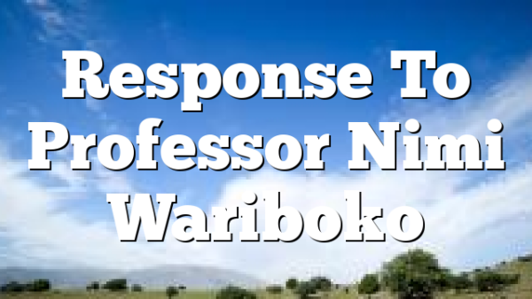 Response To Professor Nimi Wariboko